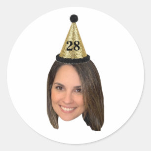 Sticker Rond Visage Personnalisé d'Anniversaire Photo Personnal