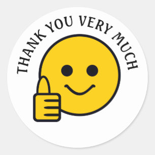 Sticker Rond Visage Pouce Levé Merci Beaucoup