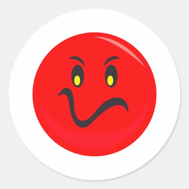 Sticker Rond visage rouge fou (Devant)