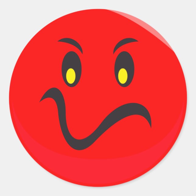 Sticker Rond visage rouge fou (Devant)