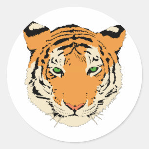 Sticker Rond Visage/tête de tigre