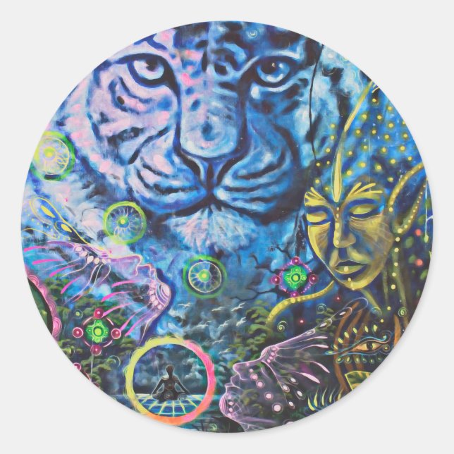 Sticker Rond Vision du tigre (Devant)