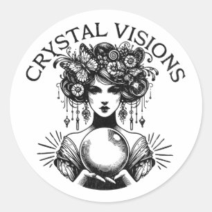 Sticker Rond Visions de cristal Femme mystique T-shirt Vintage 