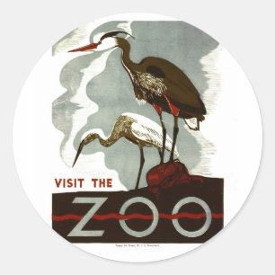 Sticker Rond Visitez le zoo - Poster de WPA -