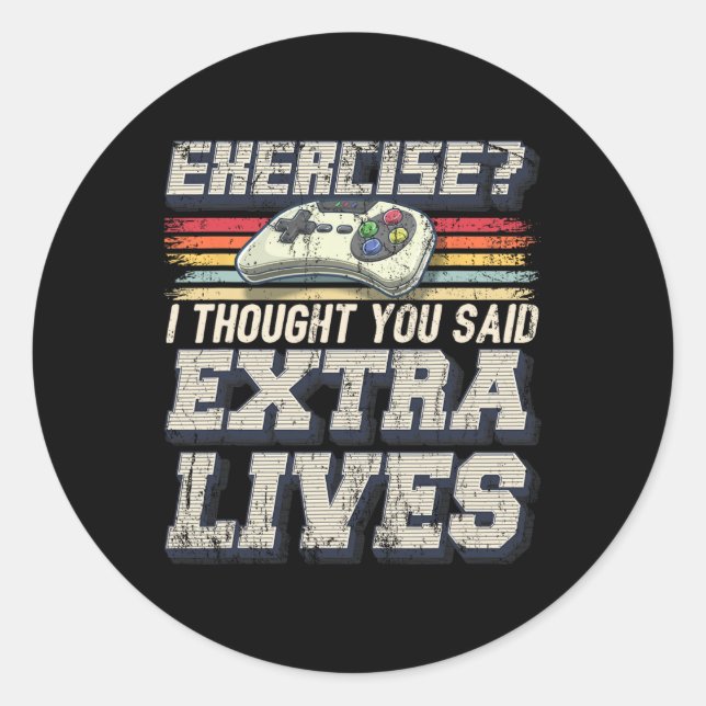 Sticker Rond Vit Funny contrôleur de jeu vidéo Retro Gamer Boys (Devant)