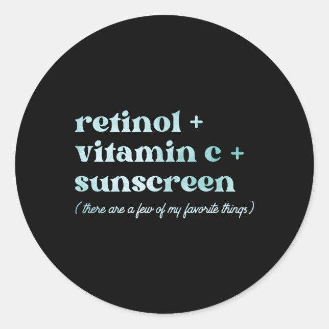 Sticker Rond Vitamine C Rétinol Et écran solaire Esthétique (Devant)