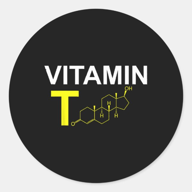 Sticker Rond Vitamine T Testostérone Bodybuilding Poids (Devant)