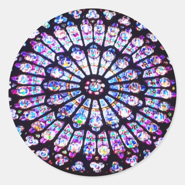 Sticker Rond Vitrail de Paris Notre-Dame - La Rose (Devant)