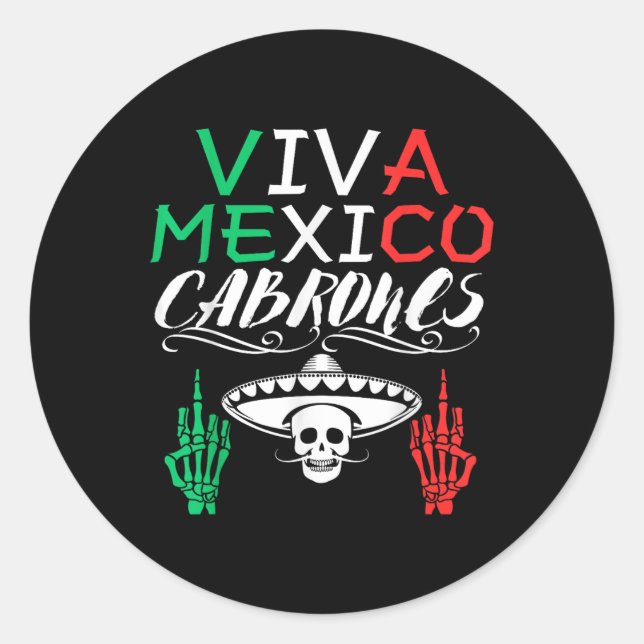 Sticker Rond Viva Mexique Cabrones Fête de l'Indépendance Drape (Devant)