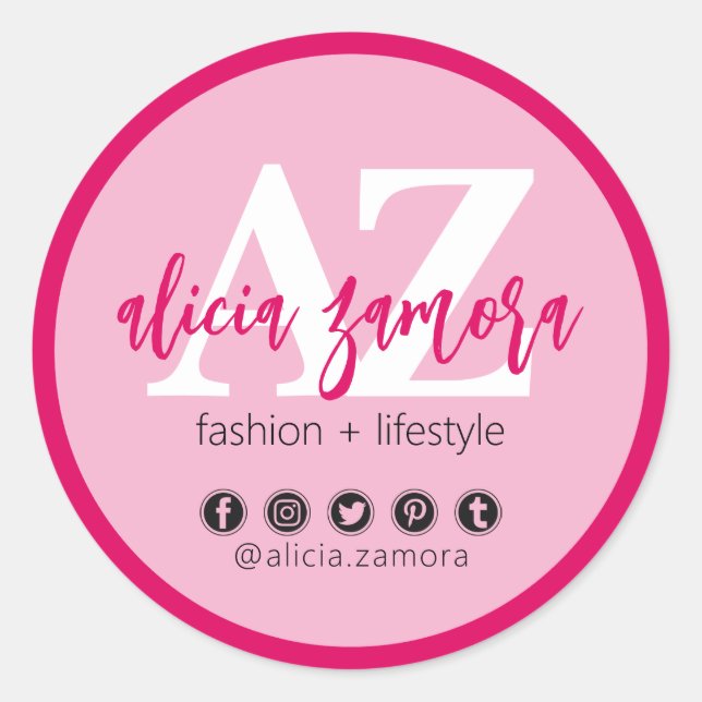 Sticker Rond Viva Moderne Magenta Social Media Influencer Perso (Devant)