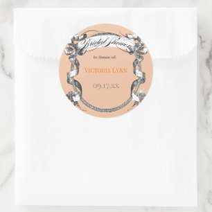 Sticker Rond Vivant Coral Vintage Mariage Fête des mariées Scea