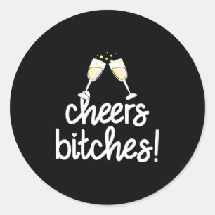 Sticker Rond Vive la fête des femmes drôle Nouvel An encolure e