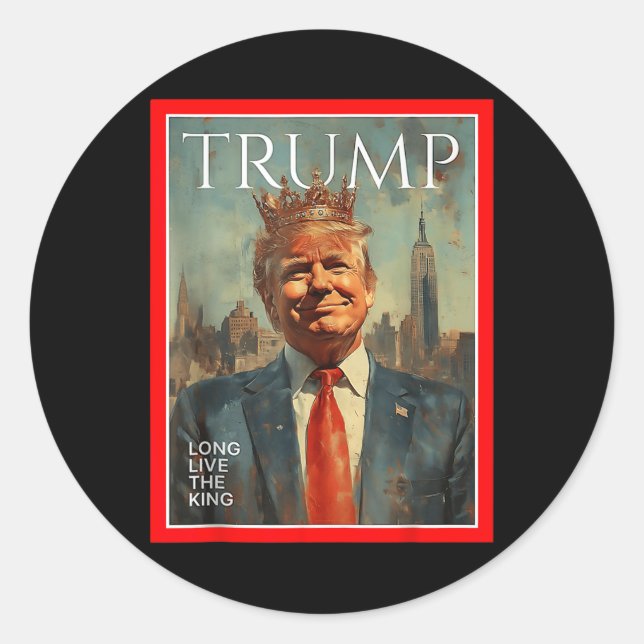 Sticker Rond Vive Le Roi Trump (Devant)