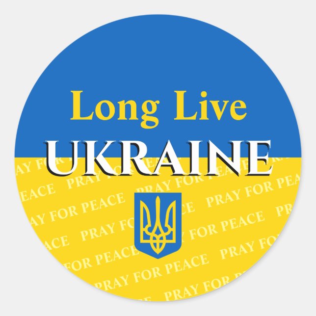 Sticker Rond Vive L'Ukraine, Priez Pour La Paix, Vos Messages (Devant)