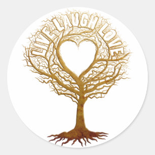 Sticker Rond Vivent l'amour de rire - arbre de la vie