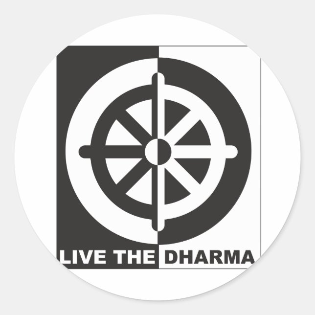 Sticker Rond Vivez le Dharma (Devant)