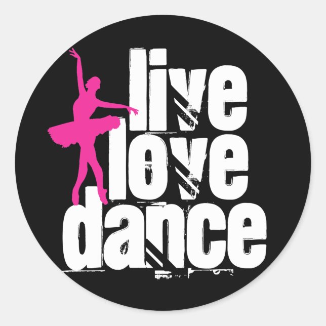 Sticker Rond Vivre, Amour, Danse Ballerina (Devant)