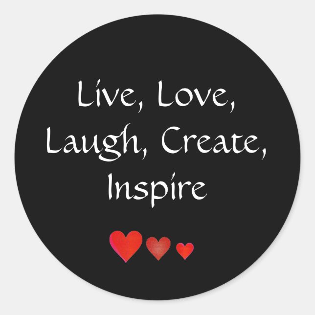 Sticker Rond Vivre, Amour, Rire, Créer, Inspirer (Devant)