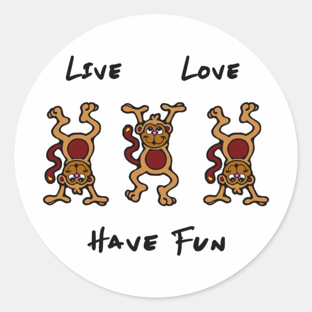 Sticker Rond Vivre Amour Singe (Devant)