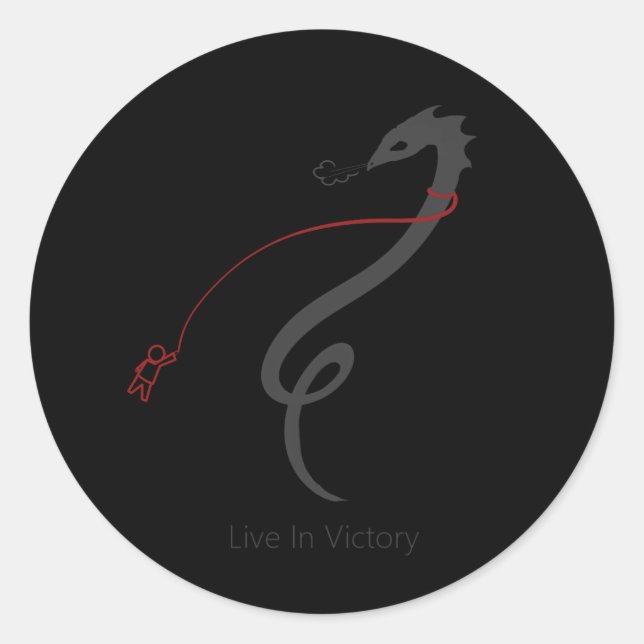 Sticker Rond Vivre Dans La Victoire (Devant)