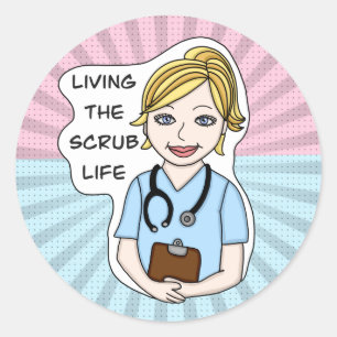 Sticker Rond Vivre la vie de l'épouvantail   Infirmière, aida