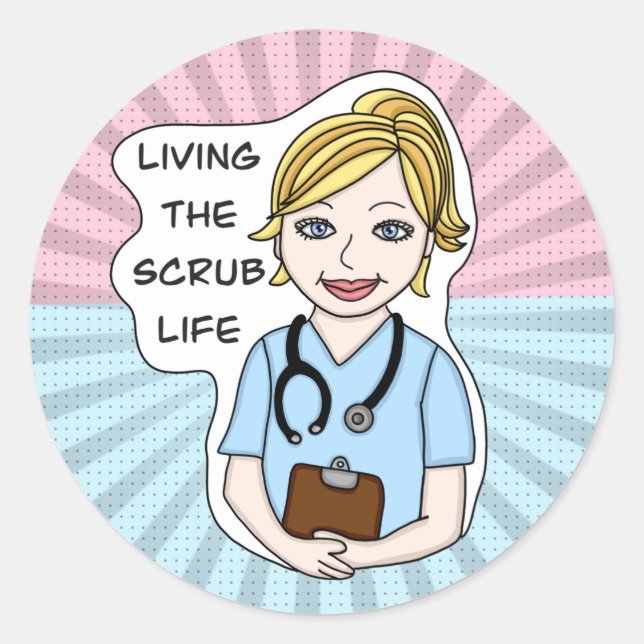 Sticker Rond Vivre la vie de l'épouvantail | Infirmière, aidant (Devant)