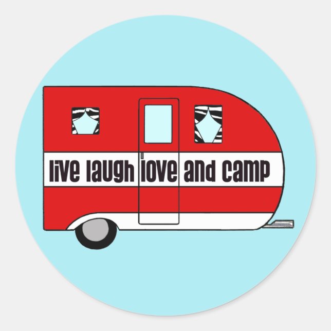 Sticker Rond Vivre, rire, aimer et Camp (Devant)