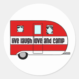 Sticker Rond Vivre, rire, aimer et camper