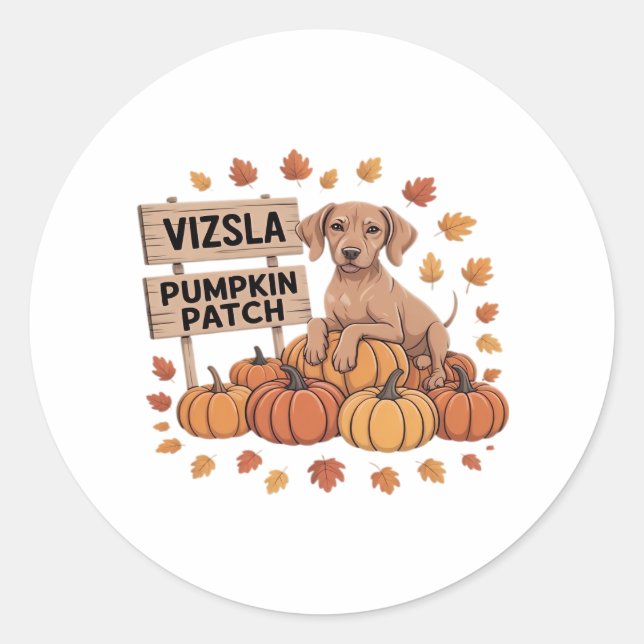 Sticker Rond Vizsla Citrouille Patch Amoureux de les chiens Tha (Devant)