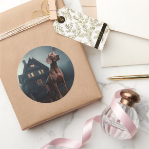 Sticker Rond Vizsla Halloween effroi