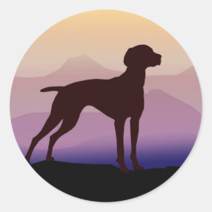 Sticker Rond Vizsla Montagne Violette