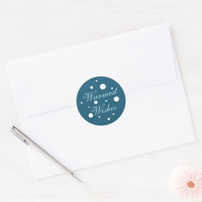 Sticker Rond Voeux les plus chauds Phoques d'enveloppe bleu et  (Enveloppe)