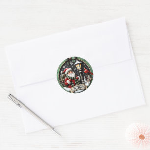 Sticker Rond Vœux mignons de la saison de Noël