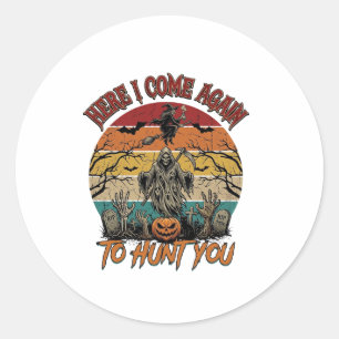 Sticker Rond Voici à nouveau la Faucheuse Halloween Citrouille_