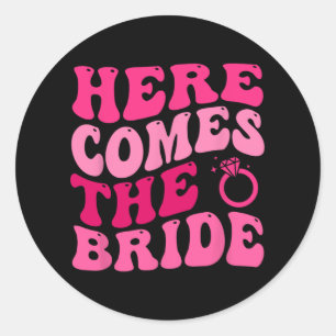 Sticker Rond Voici La Femme Mariage Porteur De Bague Fleur Gi