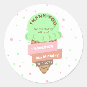 Sticker Rond Voici La Glace Mint Cream Sweet Anniversaire