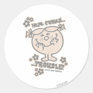 Sticker Rond Voici La Petite Miss Trouble