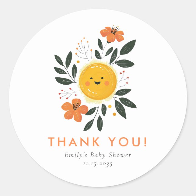 Sticker Rond Voici le Baby shower du Fils (Devant)