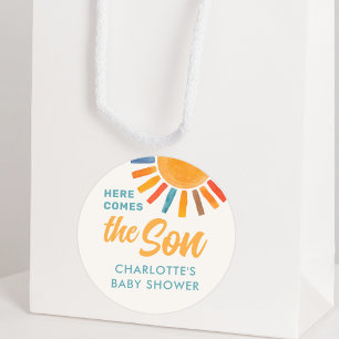 Sticker Rond Voici Le Baby shower Fils