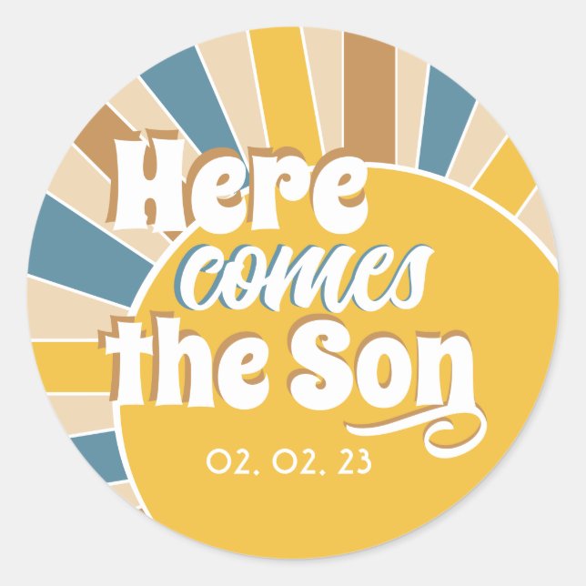Sticker Rond Voici le Baby shower Son (Devant)