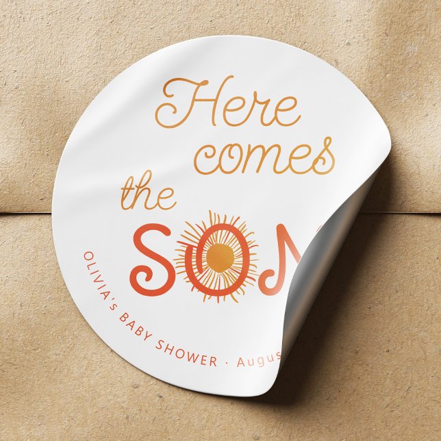 Sticker Rond Voici le fils baby shower garçon soleil (Créateur téléchargé)