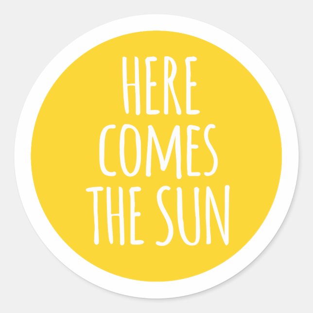 Sticker Rond voici le soleil, l'art des mots, le design de t-sh (Devant)