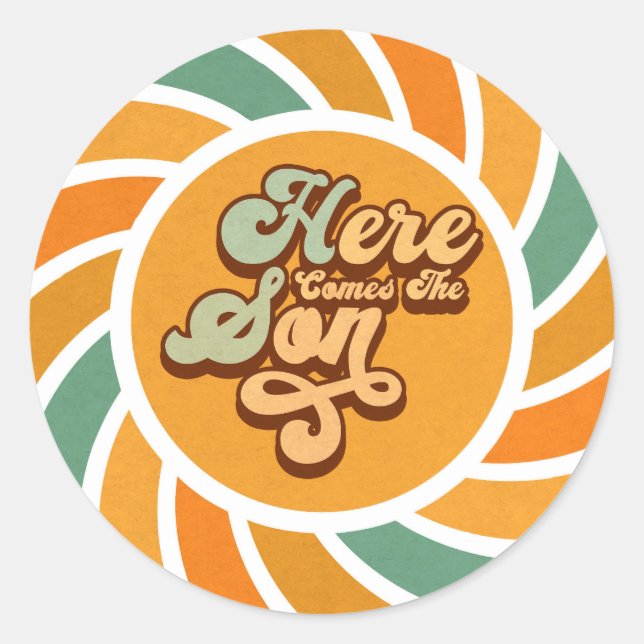 Sticker Rond Voici Le Son Sunshine Super Cute Retro (Devant)