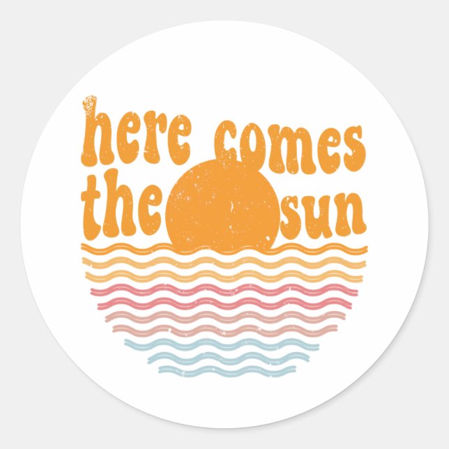 Sticker Rond Voici le Sun Retro (Devant)