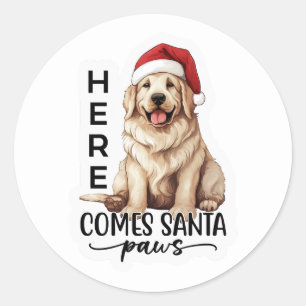 Sticker Rond Voici les pattes Père Noël