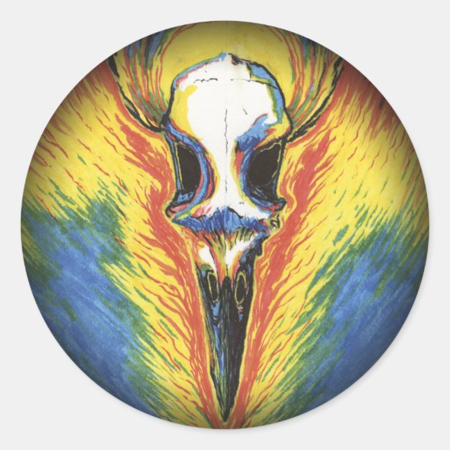 Sticker Rond Voici ! L'Oiseau Blanche-Os (Devant)