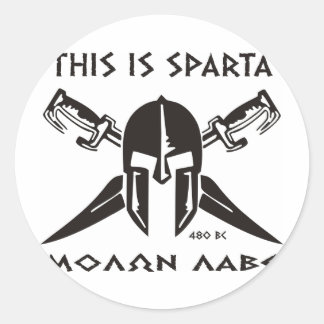 Sticker Rond Voici Sparta - Molon Lave - Noir