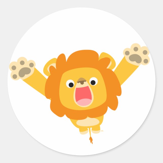 Sticker Rond Voici Trouble (mignon dessin animé Lion) autocolla (Devant)