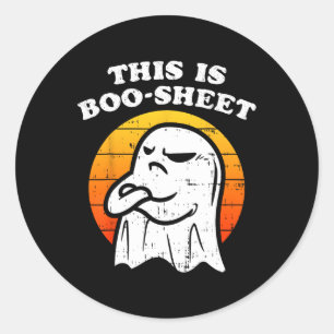 Sticker Rond Voici un peu de Boo-Sheet Ghost Retro Funny Hallow