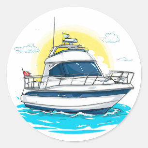 Sticker Rond Voile de yacht de luxe sous un ciel ensoleillé